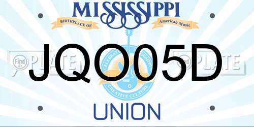 JQO05D Mississippi License Plate