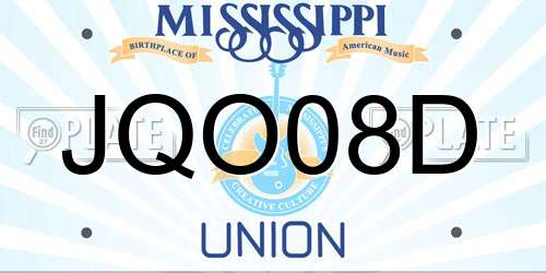 JQO08D Mississippi License Plate