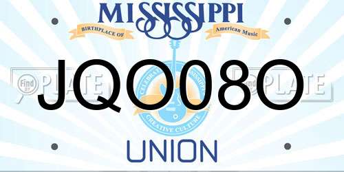 JQO08O Mississippi License Plate