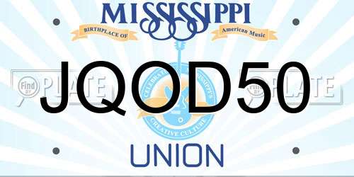 JQOD50 Mississippi License Plate