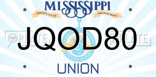 JQOD80 Mississippi License Plate