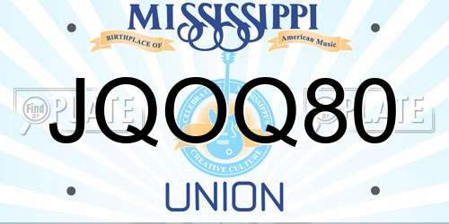 JQOQ80 Mississippi License Plate