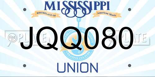 JQQ080 Mississippi License Plate