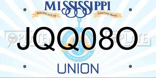 JQQ08O Mississippi License Plate