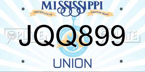 JQQ899 Mississippi License Plate