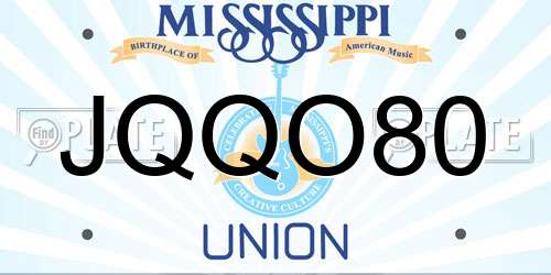 JQQO80 Mississippi License Plate