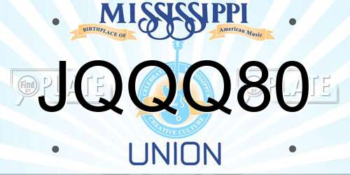 JQQQ80 Mississippi License Plate