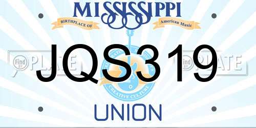 JQS319 Mississippi License Plate