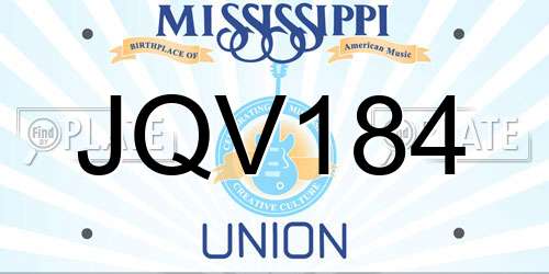JQV184 Mississippi License Plate