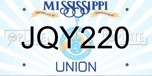 JQY220 Mississippi License Plate