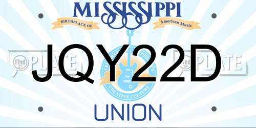 JQY22D Mississippi License Plate