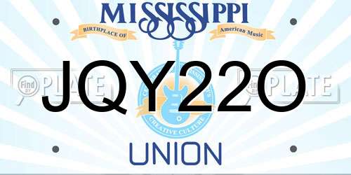 JQY22O Mississippi License Plate