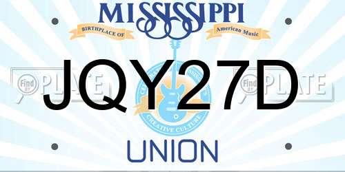 JQY27D Mississippi License Plate