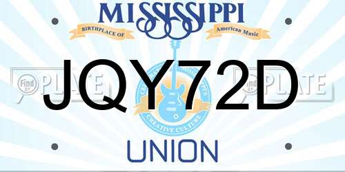 JQY72D Mississippi License Plate