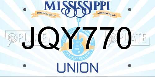 JQY770 Mississippi License Plate