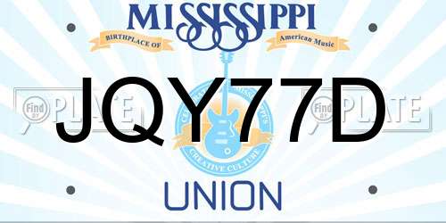JQY77D Mississippi License Plate