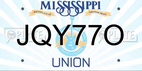 JQY77O Mississippi License Plate
