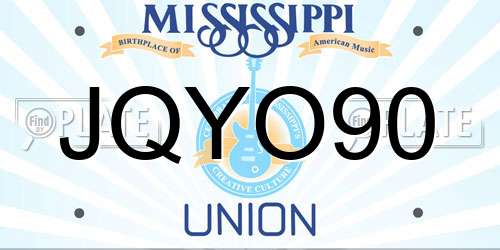 JQYO90 Mississippi License Plate