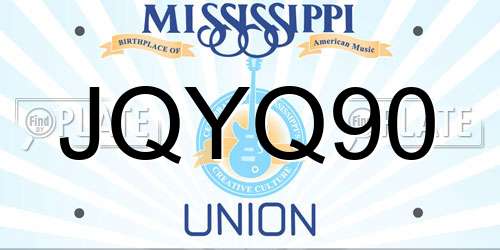 JQYQ90 Mississippi License Plate