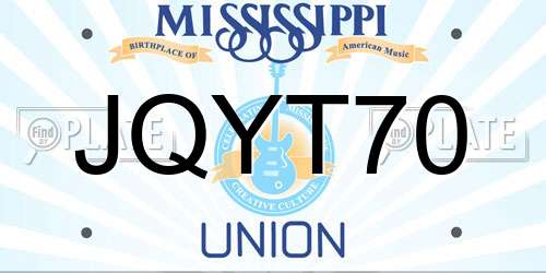 JQYT70 Mississippi License Plate