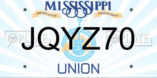 JQYZ70 Mississippi License Plate