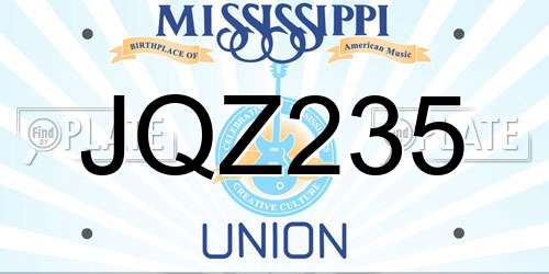 JQZ235 Mississippi License Plate