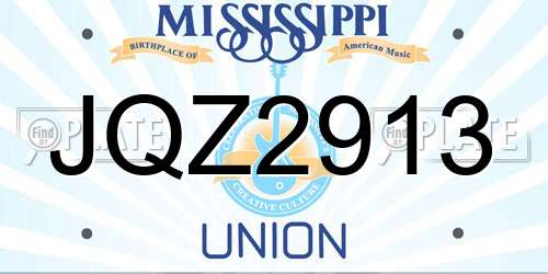 JQZ2913 Mississippi License Plate