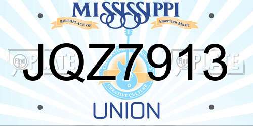 JQZ7913 Mississippi License Plate