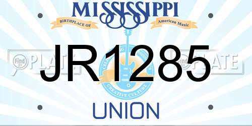 JR1285 Mississippi License Plate