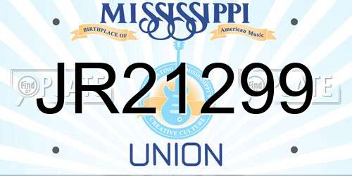 JR21299 Mississippi License Plate