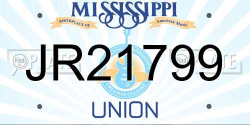 JR21799 Mississippi License Plate