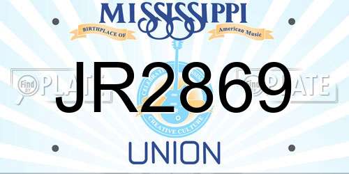 JR2869 Mississippi License Plate