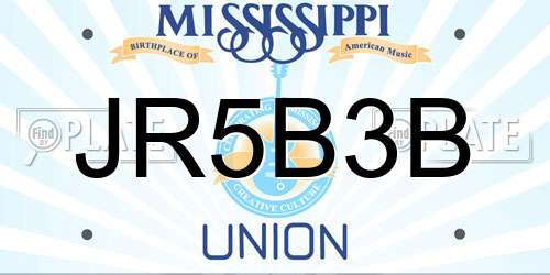 JR5B3B Mississippi License Plate