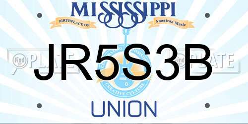JR5S3B Mississippi License Plate