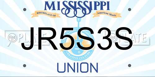 JR5S3S Mississippi License Plate