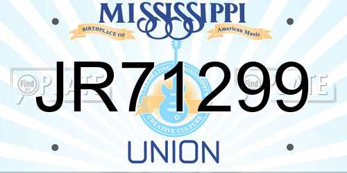 JR71299 Mississippi License Plate