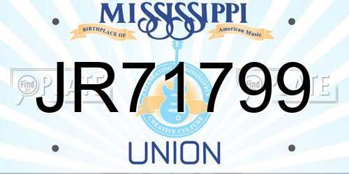 JR71799 Mississippi License Plate