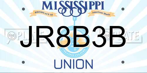 JR8B3B Mississippi License Plate