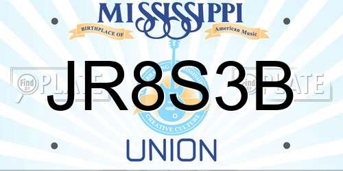 JR8S3B Mississippi License Plate