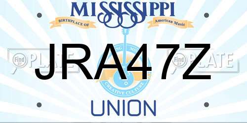 JRA47Z Mississippi License Plate