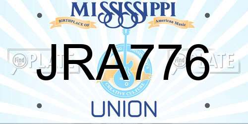 JRA776 Mississippi License Plate