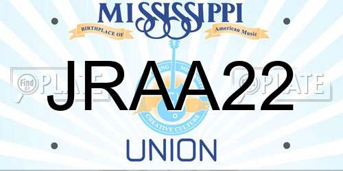 JRAA22 Mississippi License Plate