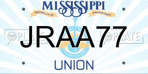 JRAA77 Mississippi License Plate