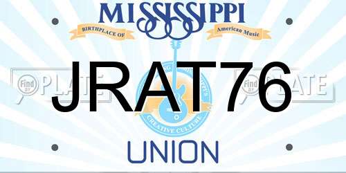 JRAT76 Mississippi License Plate