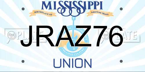 JRAZ76 Mississippi License Plate