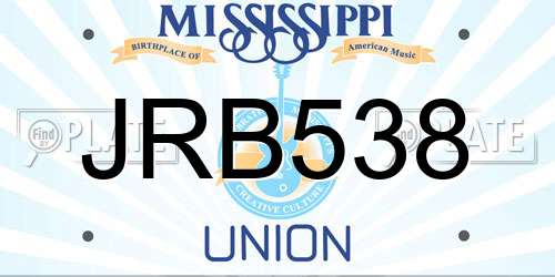 JRB538 Mississippi License Plate