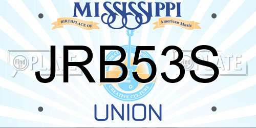 JRB53S Mississippi License Plate
