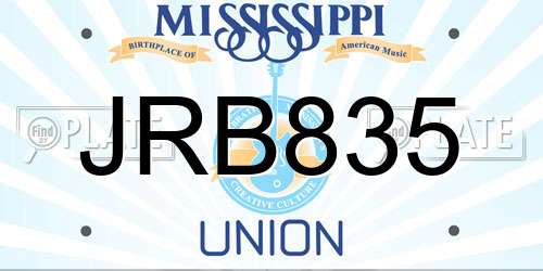 JRB835 Mississippi License Plate
