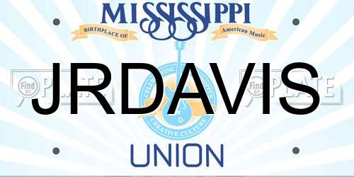 JRDAVIS Mississippi License Plate