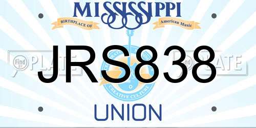 JRS838 Mississippi License Plate